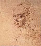 LEONARDO da Vinci Portrat of a Madchens France oil painting artist